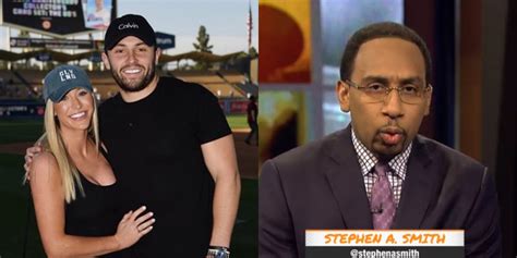 Gq magazine tried to question him about the reasons behind the breakup, but smith declined to offer. Stephen A. Smith Responds Back To Baker Mayfield's Wife Calling Him Out After Browns Win (VIDEO ...