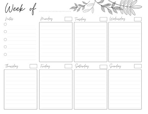 Black And White Weekly To Do List Planner Printable W