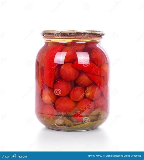 Canned Cherry Tomatoes Isolated On White Background Stock Photo Image
