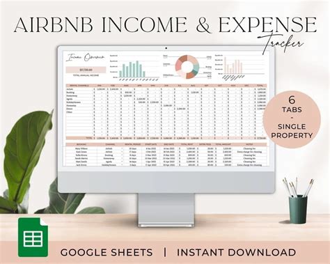 Airbnb Rental Income Expense Tracker Airbnb Tracking Spreadsheet