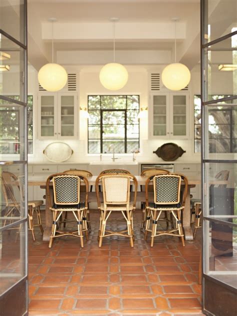 Kitchen decorating with terracotta floors. French Cafe Dining Chairs - Transitional - kitchen - Tim ...