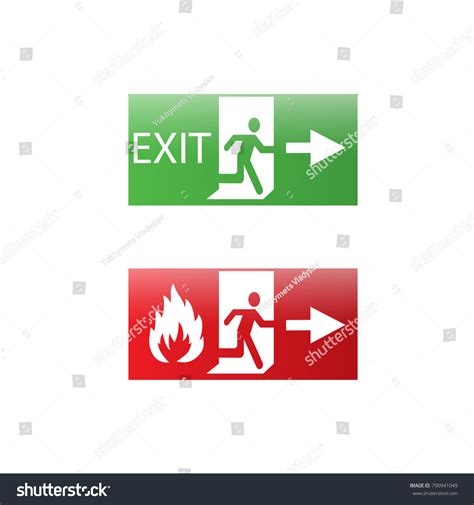 Vector Fire Emergency Icons Signs Evacuations Stock Vector Royalty