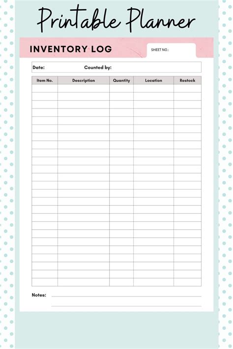 Pink Marble Inventory Log Inventory List Printable Etsy Business