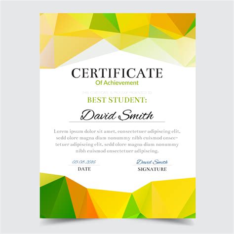 Certificate Template With Green Geometric Elegant Design Diploma