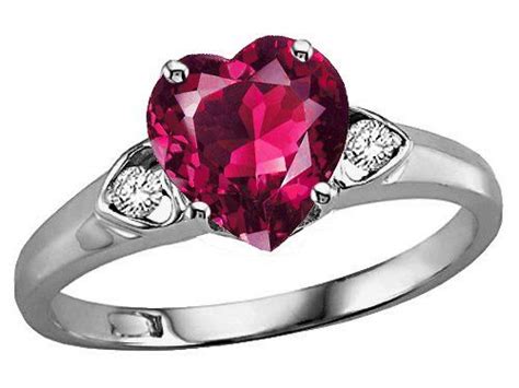 Ruby Engagement Ring For Women Heart Shaped Wedding Rings Womens