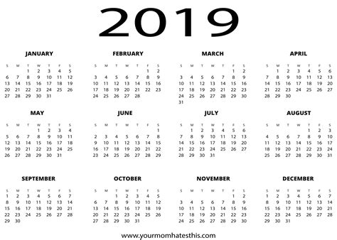 Calendar 2019 Templates Download 2019 Calendars