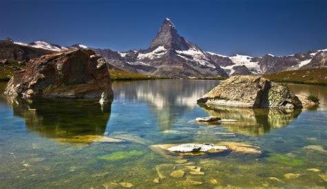 Matterhorn Reflection In Lake Stellisee Swiss Alps