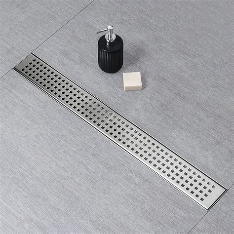 Buy SaniteModar Inch Linear Shower Drain With Removable Square Hole Panel By Using Brushed