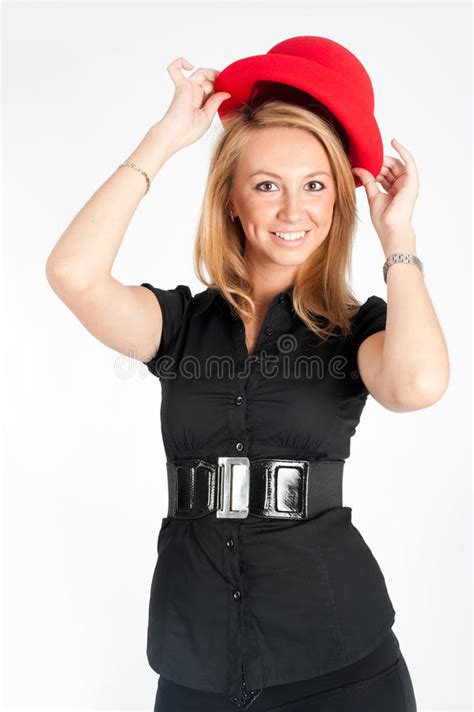 Pretty Girl With Red Hat Stock Photo Image Of Attractive 19848126