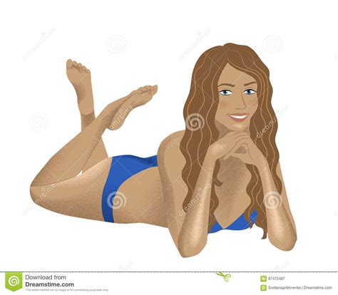 Woman In Bikini Cartoon Vector Cartoondealer Com