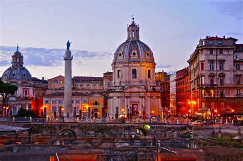 Rome Italy Rome Italy Night Sunset Buildings Houses Churches