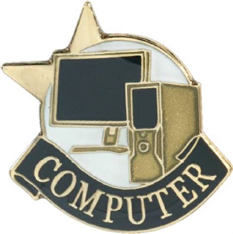 Computer Lapel Pin With Presentation Box Chenille Letter Insignia