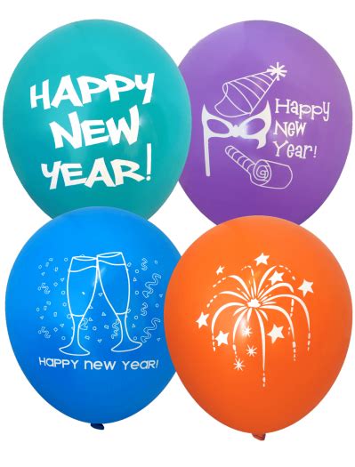Assorted Happy New Year Balloons (30cm, Assorted Colour ...