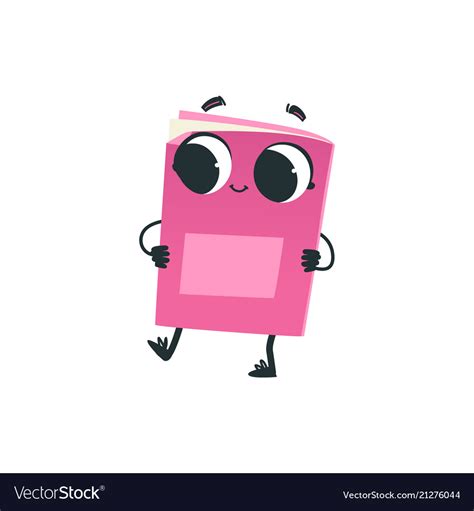 Cute Pink Book Or Notebook Cartoon Character Vector Image