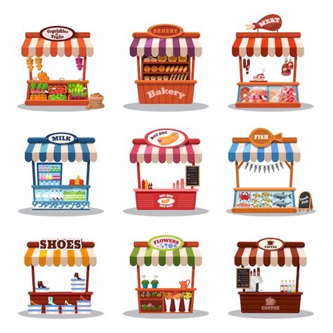 Premium Vector Stall Street Market Illustration Food Market Kiosk