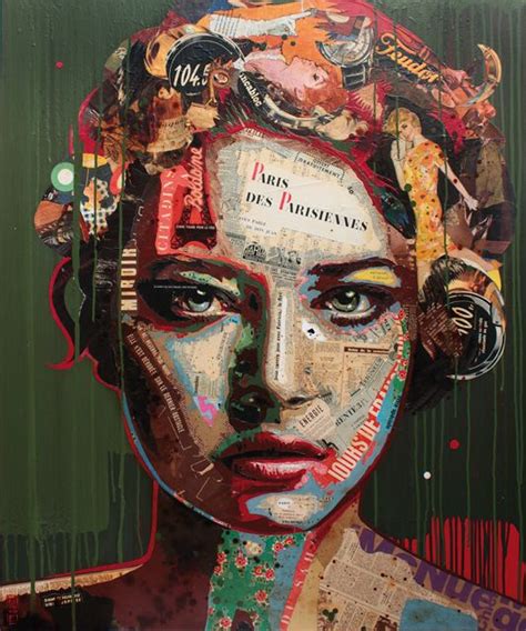 Arnaud Bauville Peintre Portrait Painting Paper Collage Art Collage