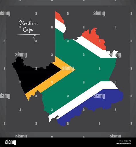 Northern Cape South Africa Map With National Flag Illustration Stock