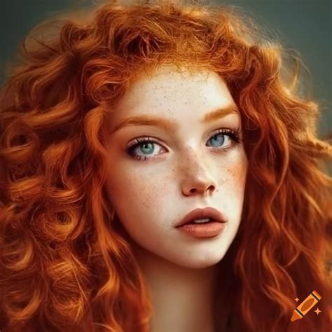 Fox Red Curly Hair Hazel Eyes Beautiful Girl Freckles
