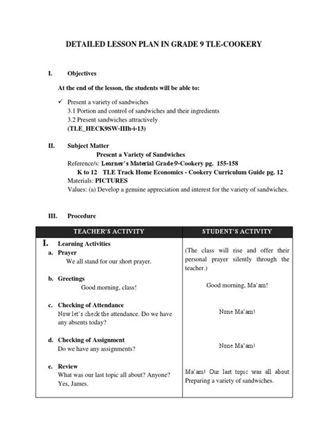 A Detailed Lesson Plan In Grade 9 Englis Pdf Lesson Plan Foods