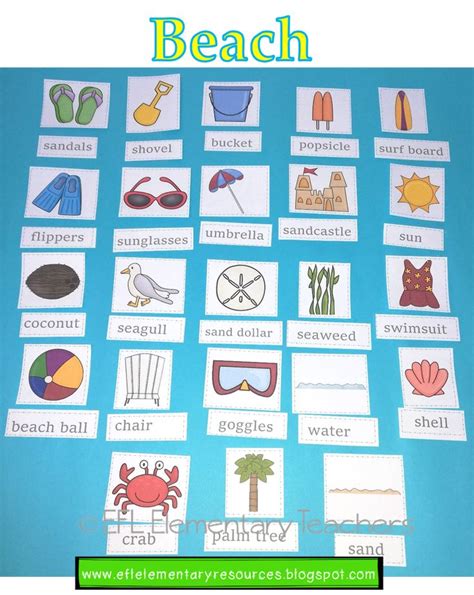 Esl Beach Word Association Game A Simple Game Word And Picture Association Esl Learners