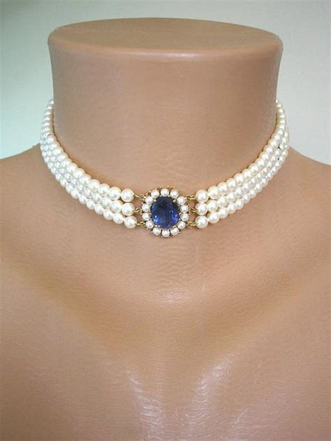 Lotus Royale Pearls Vintage Pearl Choker Lotus Pearls Sapphire