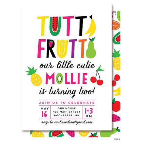 Twotti Frutti Birthday Invitations Or Tutti Frutti Pool Etsy