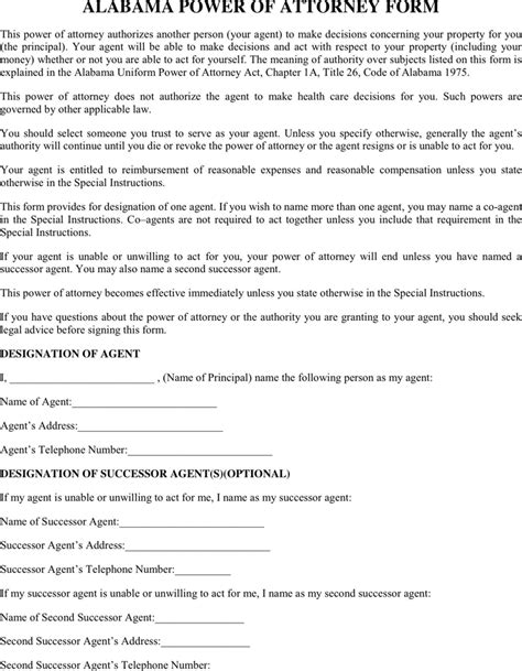 The meaning of authority over subjects listed on this form is explained in the alabama uniform power of attorney act, chapter 1a, title 26, code of alabama. Free Alabama General Power of Attorney Form - PDF | 178KB ...