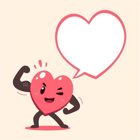 Premium Vector Vector Cartoon Healthy Heart Character With Speech Bubble