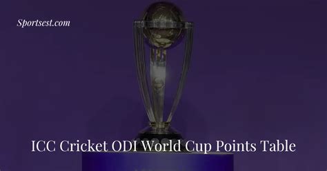 Icc Odi Cricket World Cup 2023 Points Table And Standings