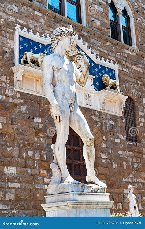 Michelangelo`s David In Piazza Della Signoria Florence Tuscany