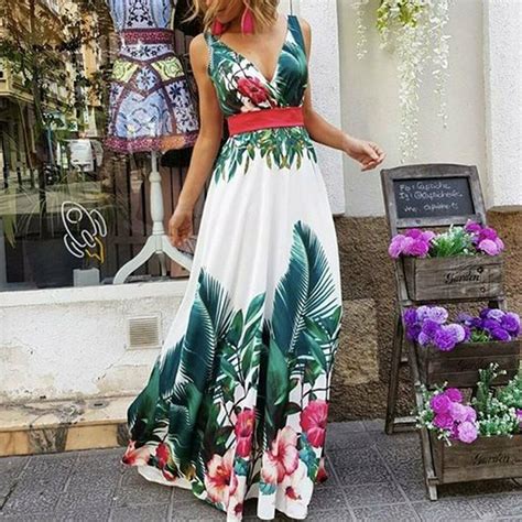 Summer Women Boho Floral Printed Dresses Fashion Ladies Sleeveless Party Evening Long Maxi Dress