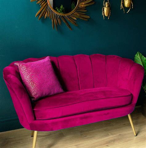 Fuschia Pink Velvet Sofa Baci Living Room