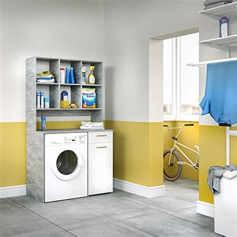 Ein waschmaschinenschrank bietet platz für eine waschmaschine und besitzt in der regel einen schrank mit platz für zubehör oder wäsche. VICCO Waschmaschinenschrank Kombination beton 185 x 103 x ...
