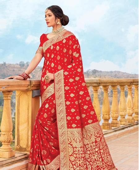 Buy Designer Sarees Salwar Kameez Kurtis And Tunic And Lehenga Cholibeautiful Red Silk Saree