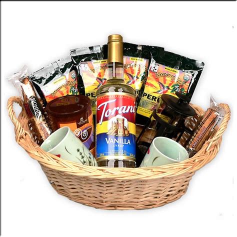 Provide your clients or coworkers with some fun snacks or appetizers for their holiday gatherings this season if anyone on your list is gluten free, this gift basket offers a variety of snack items that don't include gluten. Coffee Lover's Gourmet Coffee Gift Basket with a French ...