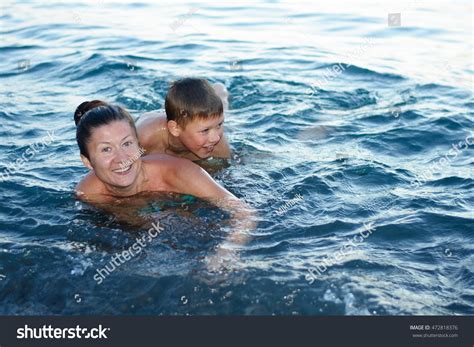 Mother Son Bathing Sea Having Fun Stock Photo 472818376 Shutterstock