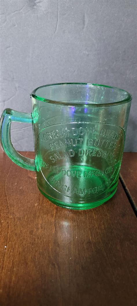 Vintage Depression Green Glass Measuring Cup Embossed Cream Etsy