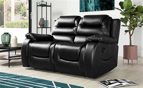 Vancouver 2 Seater Recliner Sofa Black Classic Faux Leather Only £549