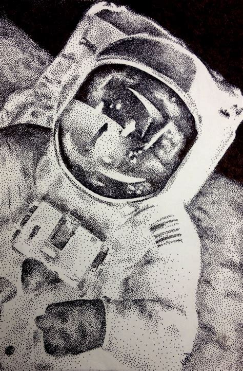 Astronaut Stippling Pen And Ink 2012 Alyse D Stippling