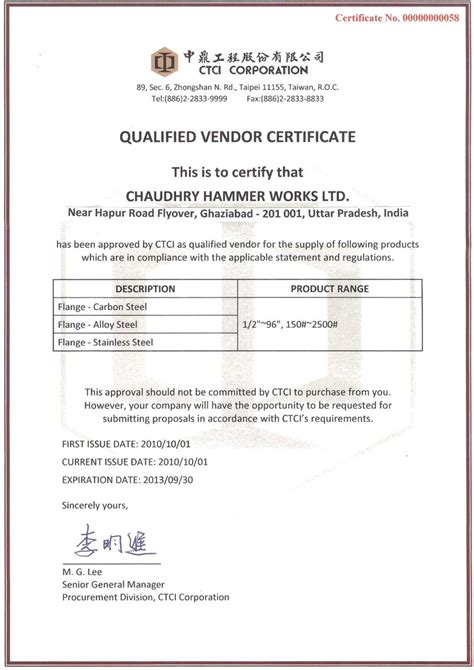 Certifications Product And System Certification Chw Forge