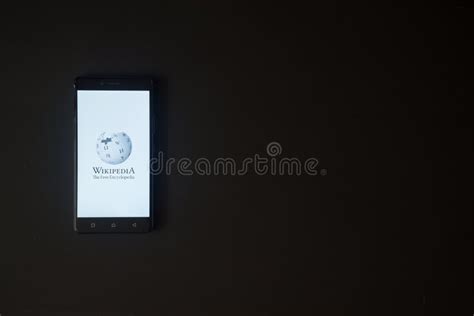 Wikipedia Logo On Smartphone Screen On Black Background Editorial
