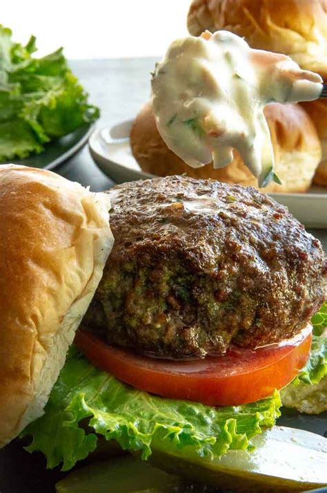 Greek Lamb Burgers Are Made With Seasoned Ground Lamb Patties That Are