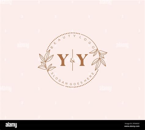 Yy Letters Beautiful Floral Feminine Editable Premade Monoline Logo