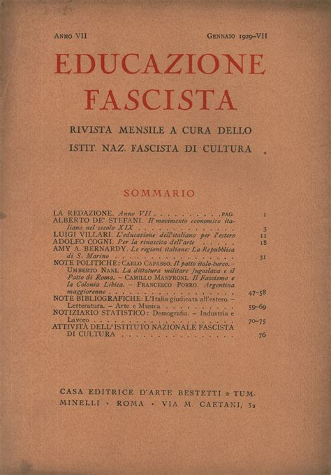 Educazione Fascista Anno Vii 1929 Annata Completa 12 Fascicoli By
