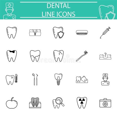 Dental Line Icon Set Dentistry Collection Vector Sketches Logo