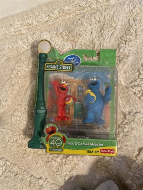 Fisher Price Sesame Street Elmo Cookie Monster Figures Cards 40 Year