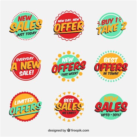 Free Vector Sale Badges With Colorful Design