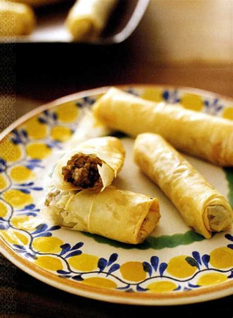 Featuring classics like spanakopita, spinach pie, samosas, and borek, phyllo provides crisp layers of flavor. Stuffed Phyllo Dough Cigars with Lamb, Rosemary, Thyme ...