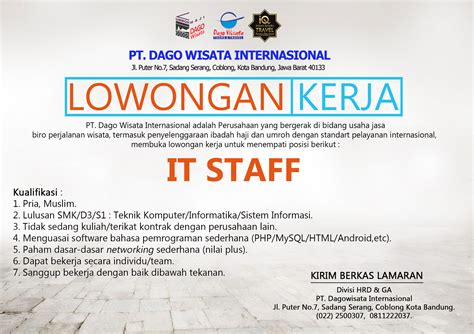 Maybe you would like to learn more about one of these? Lowongan Pekerjaan PT. Dago Wisata Internasional - Fakultas Teknik UM