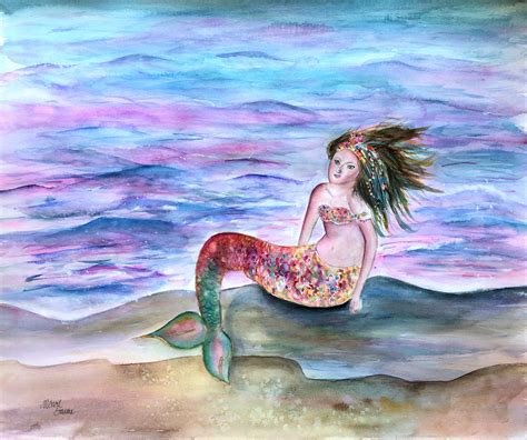 Mermaid Watercolor Painting Watercolor Paintings Artwork Art